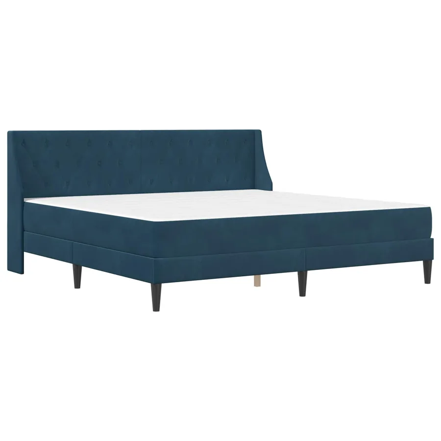 Cadre de lit avec matelas Bleu 200 x 200 cm Velours - 3
