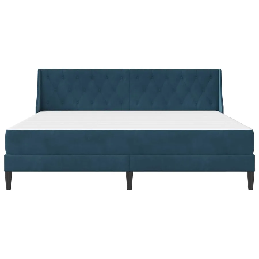 Cadre de lit avec matelas Bleu 200 x 200 cm Velours - 6