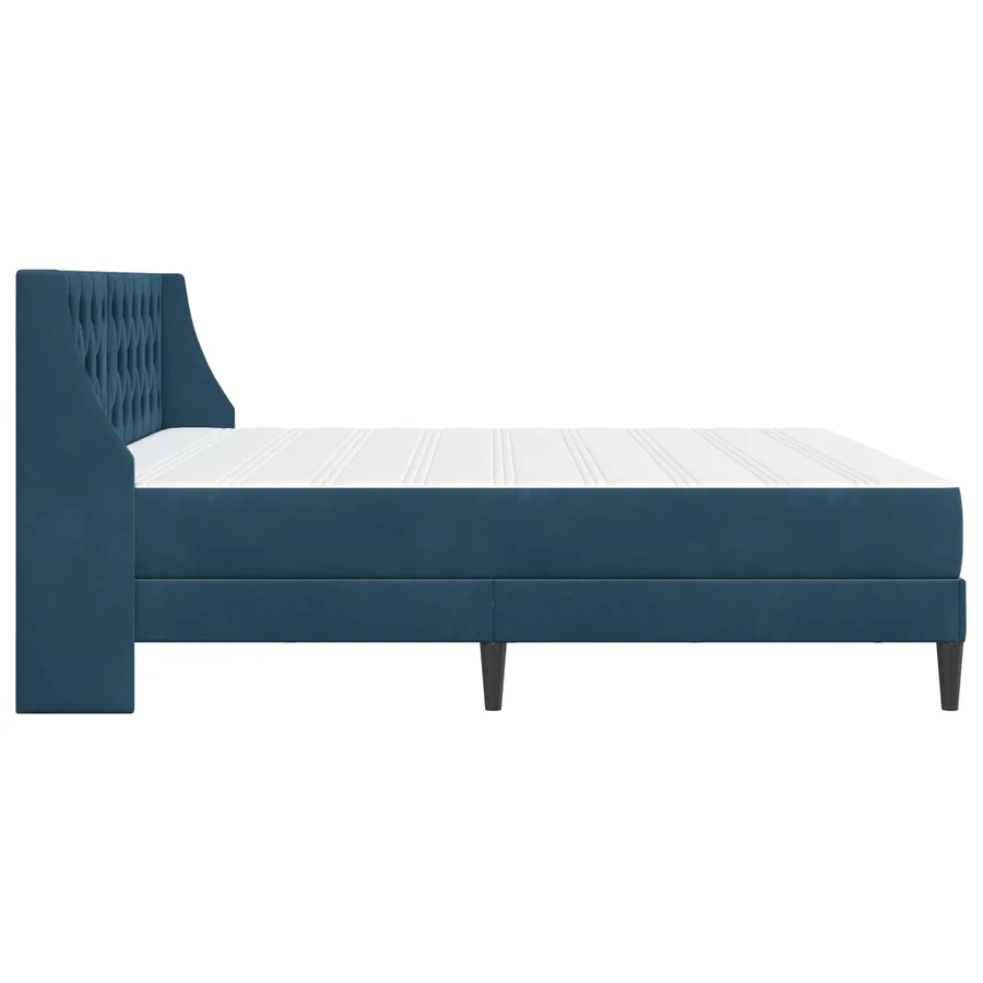Cadre de lit avec matelas Bleu 200 x 200 cm Velours - 7