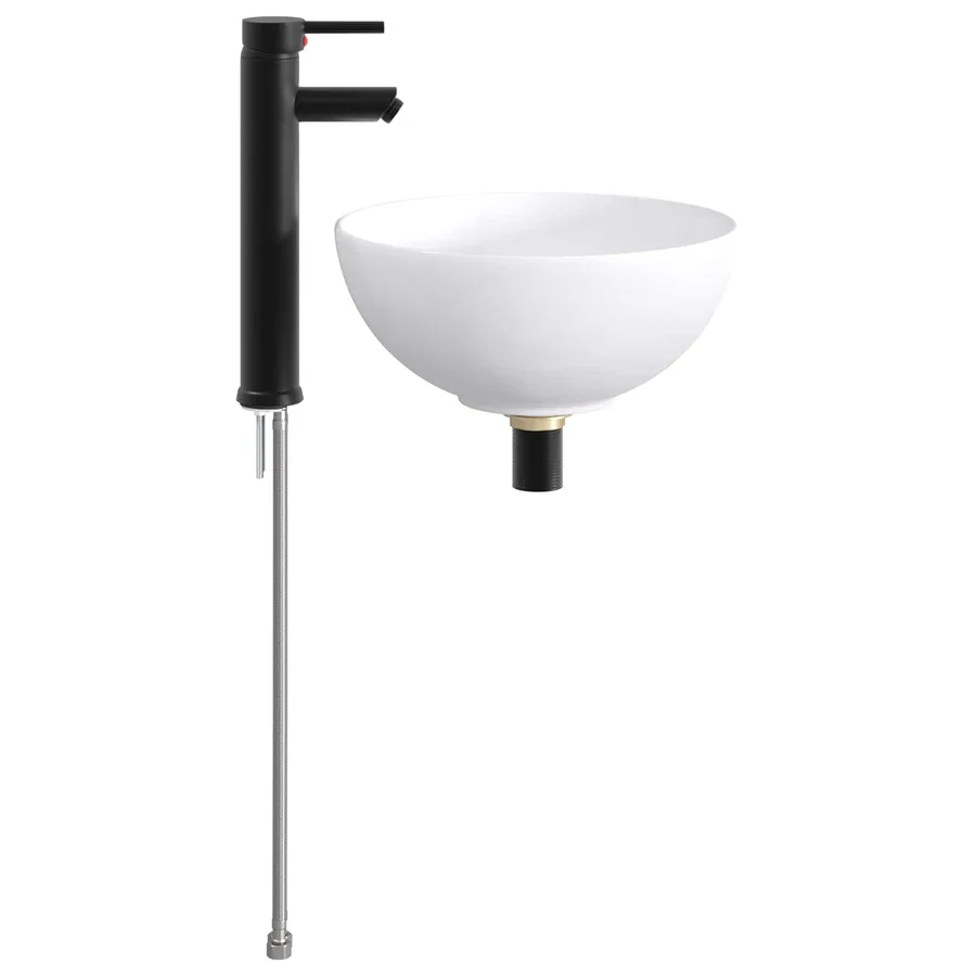 Lavabo de salle de bains Noir Mat 32 x 32 x 13 cm métal - 5