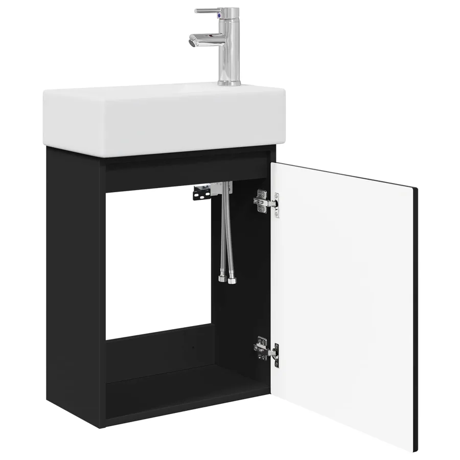 Meuble de salle de bain avec robinet Noir 45,5 x 22,5 x 84 cm - 4