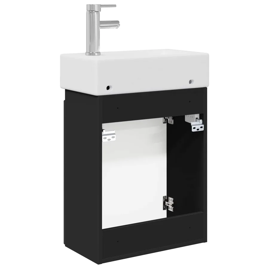 Meuble de salle de bain avec robinet Noir 45,5 x 22,5 x 84 cm - 7