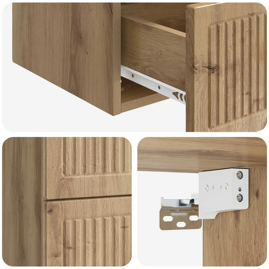 Cabinet de chevet mural 2 pc Chêne artisanal 33 x 34,5 x 40 cm - 10