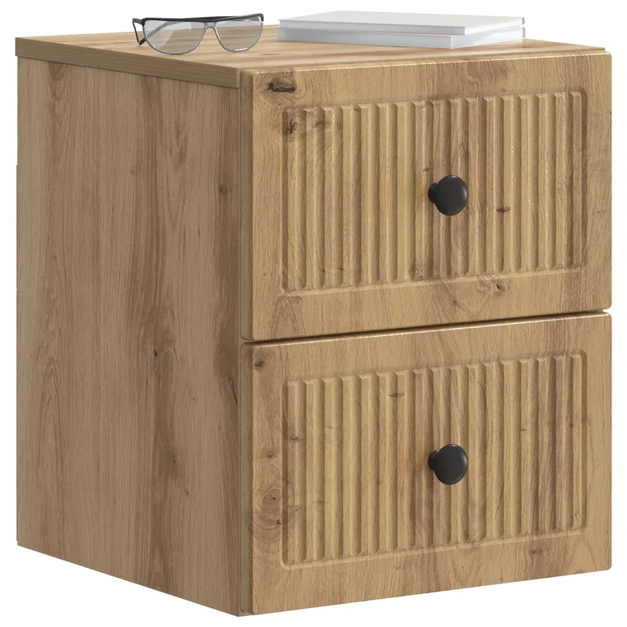 Cabinet de chevet mural 2 pc Chêne artisanal 33 x 34,5 x 40 cm - 3