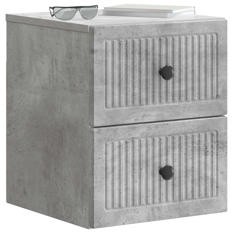 Cabinet de chevet mural 2 pcs Gris béton 33 x 34,5 x 40 cm - 3