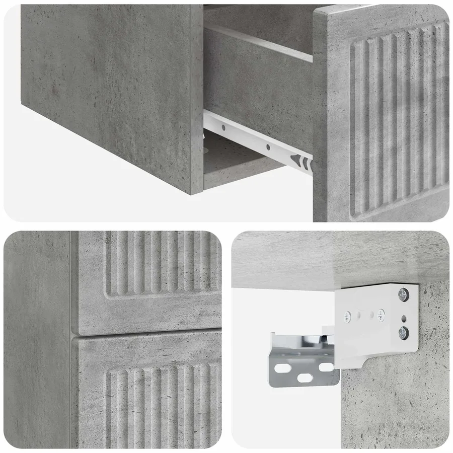 Cabinet de chevet mural 2 pcs Gris béton 33 x 34,5 x 40 cm - 8
