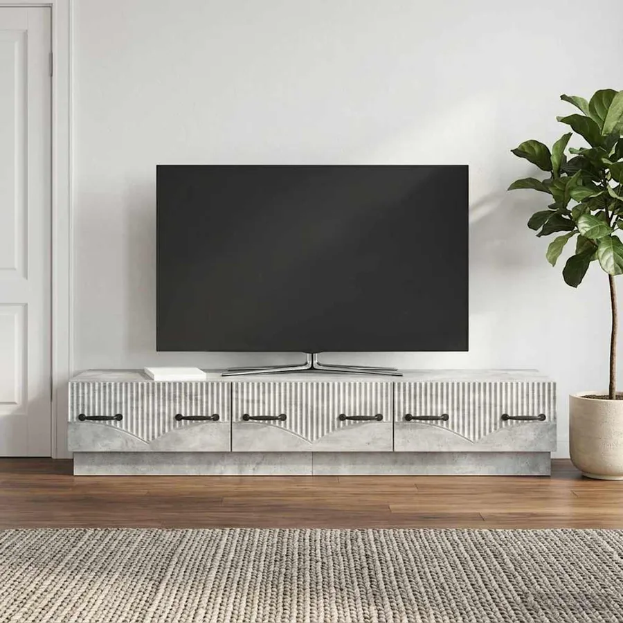 Meuble TV Gris béton 147 x 34,5 x 27 cm Bois d'ingénierie