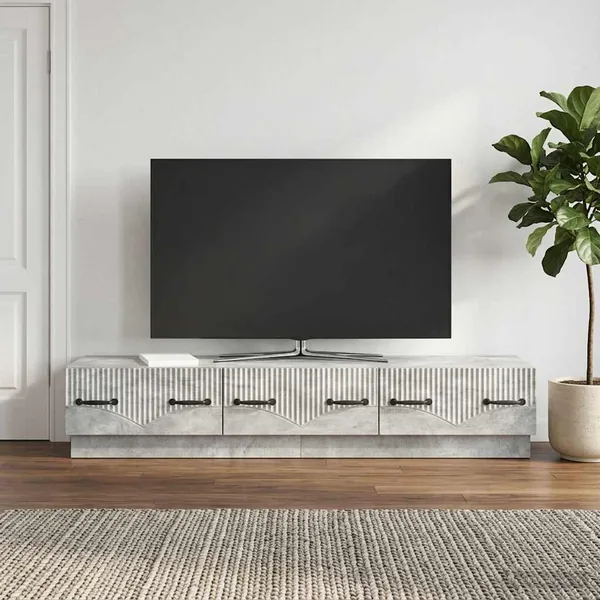Meuble TV Gris béton 147 x 34,5 x 27 cm Bois d'ingénierie