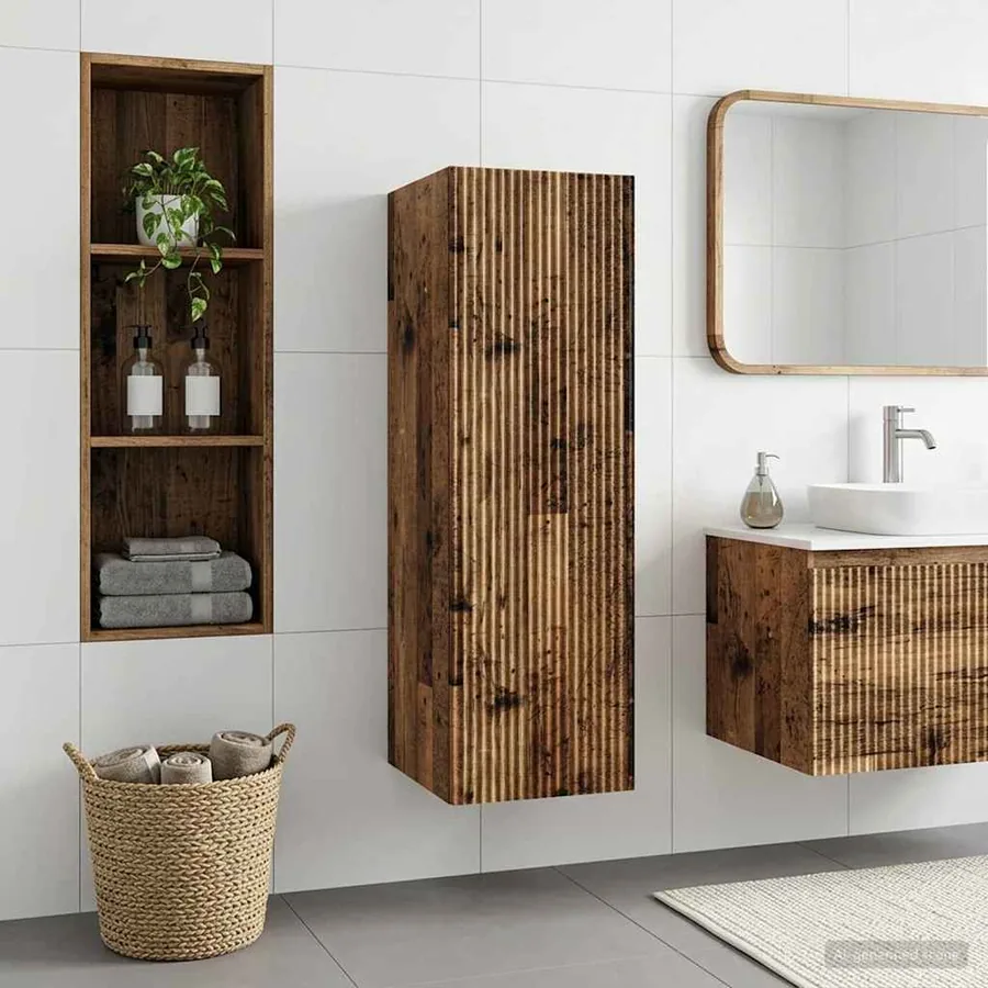 Cabinet de Salle de Bain Mural Bois ancien 33 x 34,5 x 100 cm