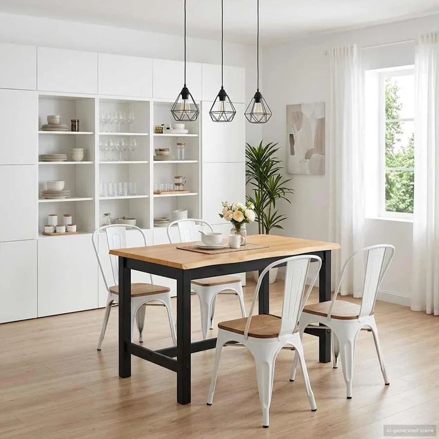 Table haute EKAI Noir 112 x 70 x 91 cm Bois de pin massif