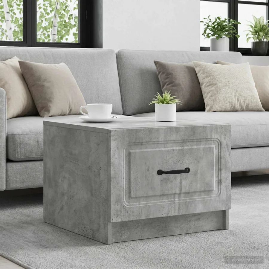 Table basse Gris béton 49 x 50 x 37 cm Bois d'ingénierie