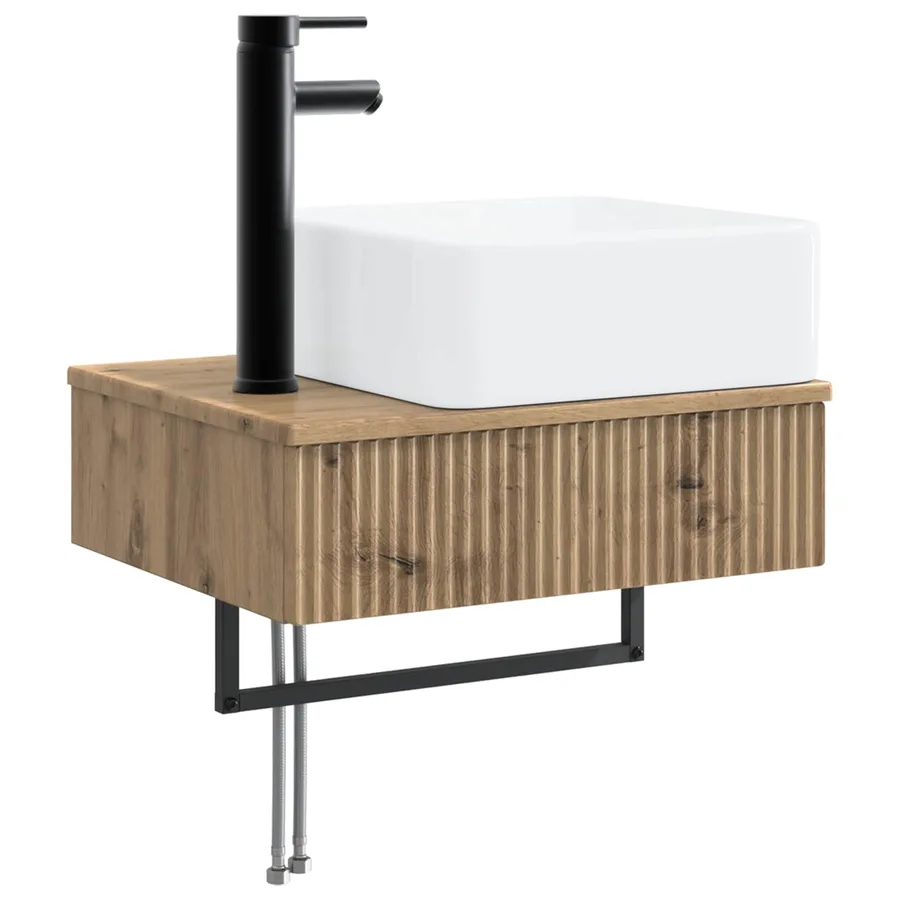 Basin de lavage mural Chêne artisanal 53 x 35 x 39 cm - 2
