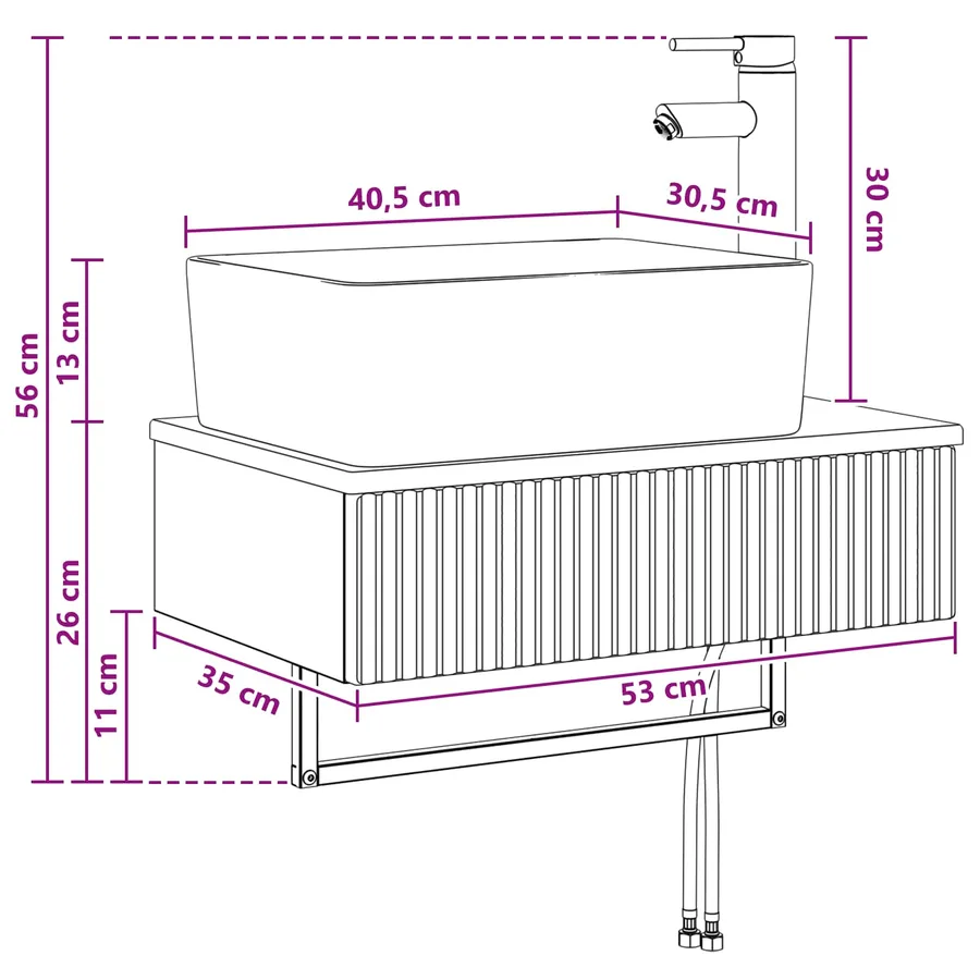 Basin de lavage mural Blanc 53 x 35 x 39 cm Bois d'ingénierie - 10