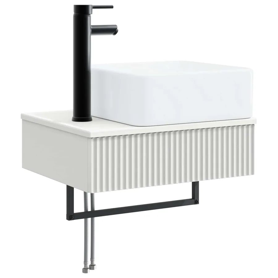Basin de lavage mural Blanc 53 x 35 x 39 cm Bois d'ingénierie - 2