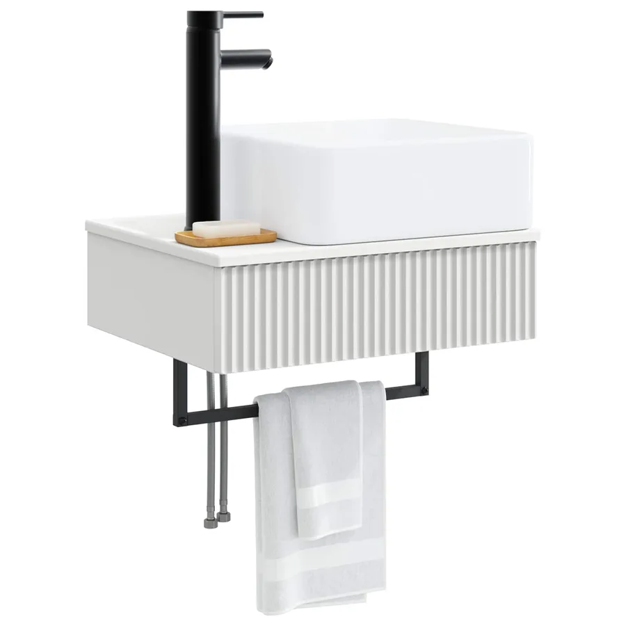 Basin de lavage mural Blanc 53 x 35 x 39 cm Bois d'ingénierie - 3