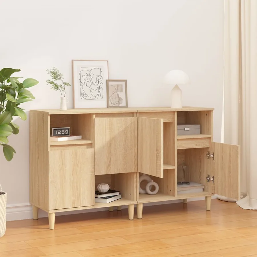 Buffets 2 pcs chêne sonoma 60x35x70 cm bois d'ingénierie - 3