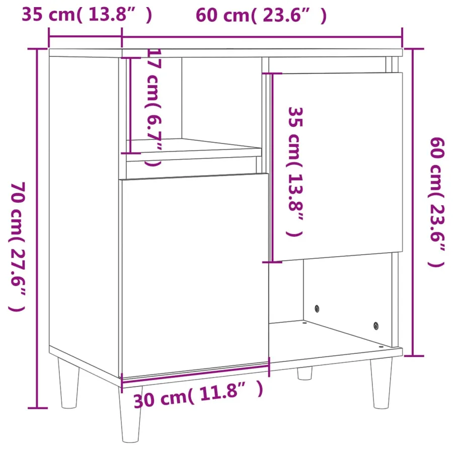 Buffets 2 pcs chêne sonoma 60x35x70 cm bois d'ingénierie - 9