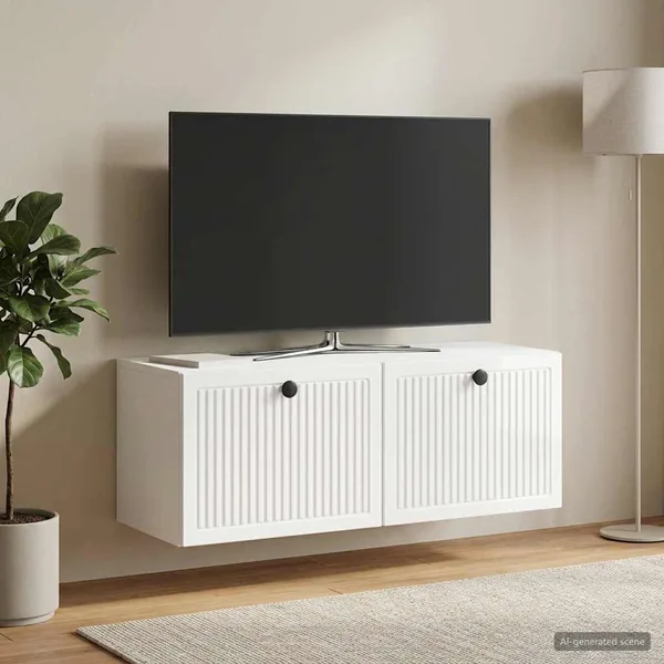 Meuble TV mural Montage mural Blanc brillant 78,5 x 31 x 30 cm