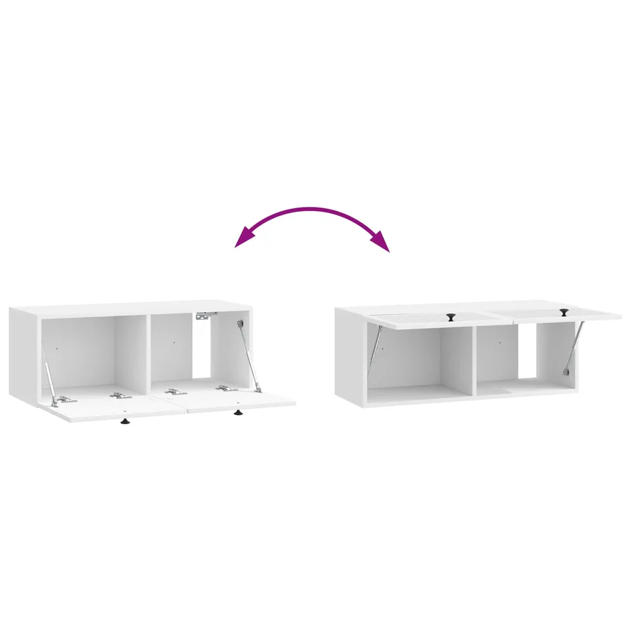Meuble TV mural Montage mural Blanc brillant 78,5 x 31 x 30 cm - 8