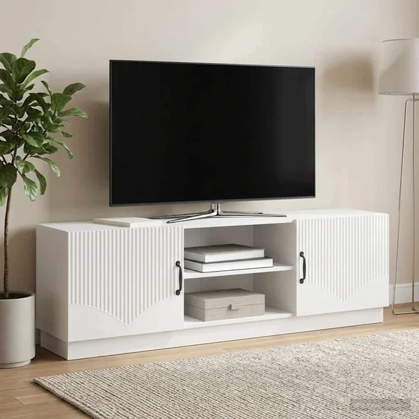 Meuble TV Blanc brillant 150 x 31 x 47 cm Bois d'ingénierie