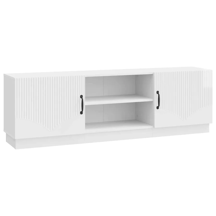 Meuble TV Blanc brillant 150 x 31 x 47 cm Bois d'ingénierie - 2