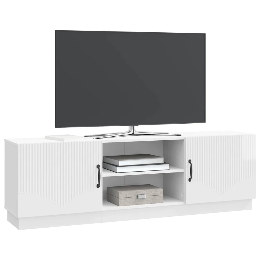 Meuble TV Blanc brillant 150 x 31 x 47 cm Bois d'ingénierie - 3