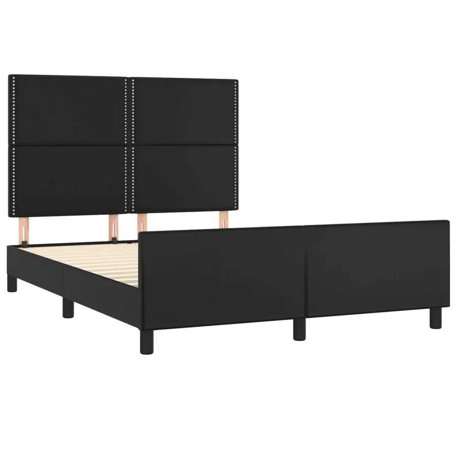 Cadre de lit sans matelas noir 140x200 cm similicuir - 4