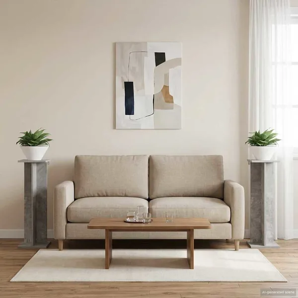Support de Plante 2 pc Gris Béton 25 x 25,5 x 80,5 cm