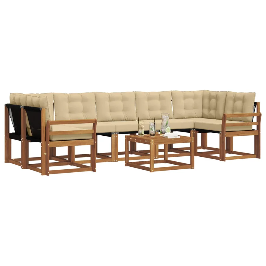 Ensemble de canapés d'extérieur 8 pcs Naturel et Beige - 3