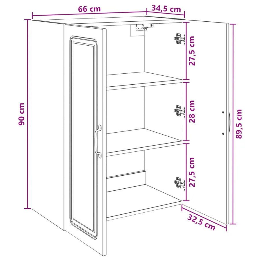 Armoire Murale 66 x 34,5 x 90 cm Bois d'ingénierie - 9