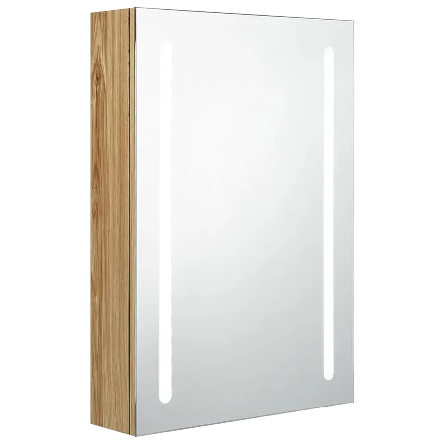 Armoire de salle de bain à miroir LED Chêne 50x13x70 cm - 2