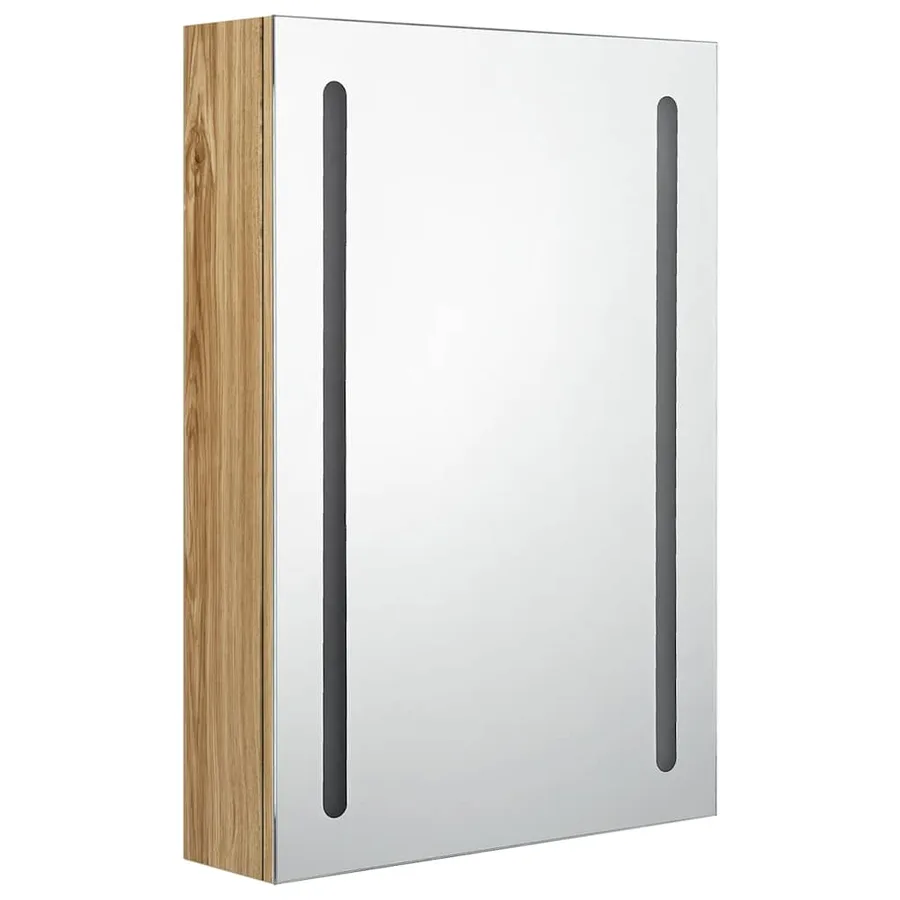 Armoire de salle de bain à miroir LED Chêne 50x13x70 cm - 3