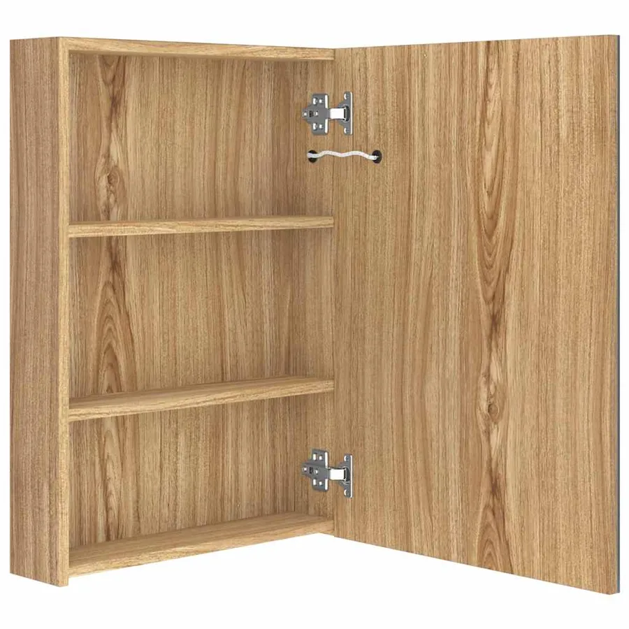 Armoire de salle de bain à miroir LED Chêne 50x13x70 cm - 5