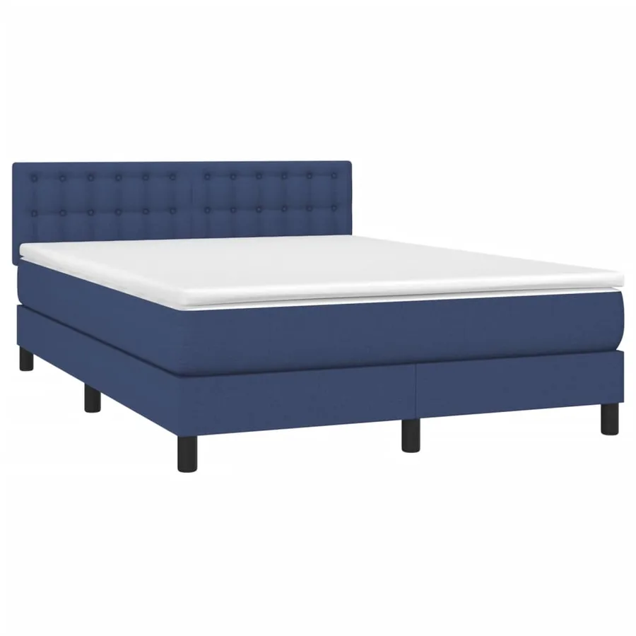 Sommier à lattes de lit avec matelas LED Bleu 140x200 cm Tissu - 3