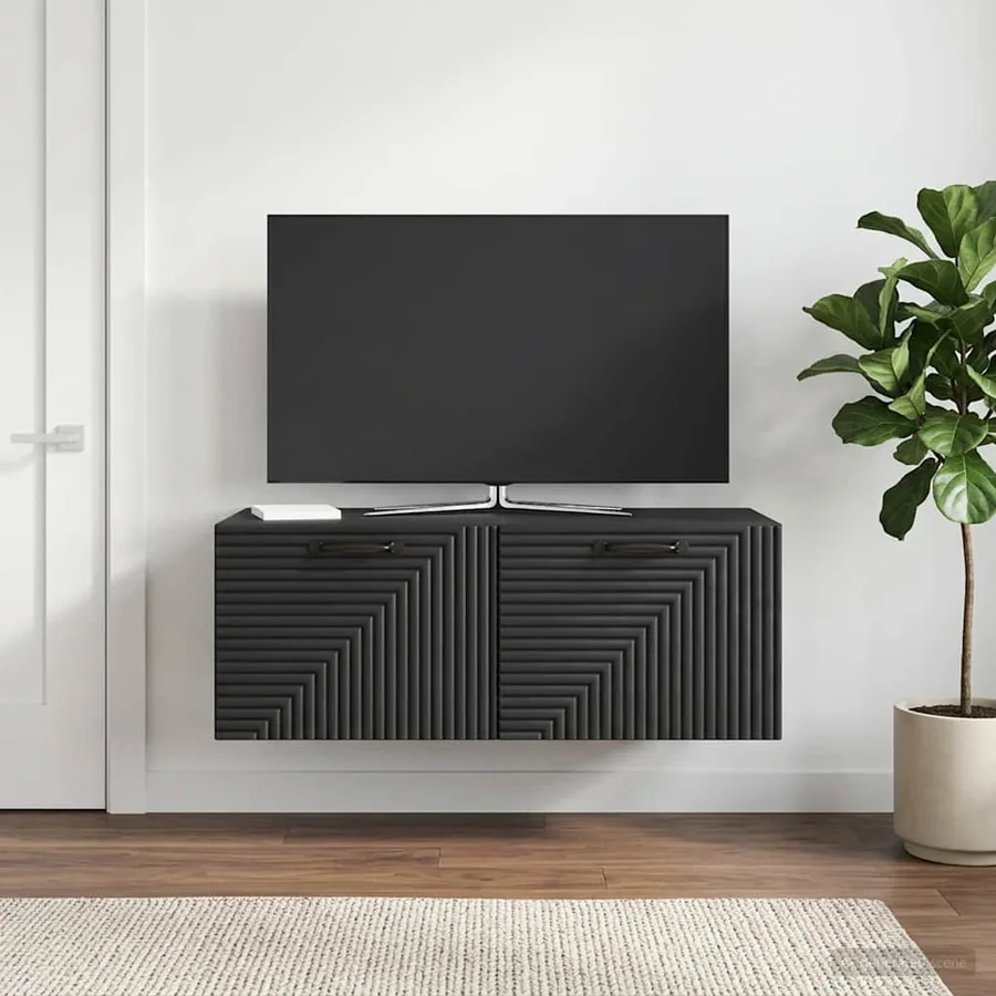 Meuble TV mural Noir 78,5 x 41 x 30 cm Bois d'ingénierie