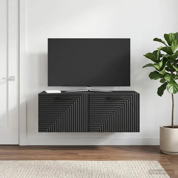 Meuble TV mural Noir 78,5 x 41 x 30 cm Bois d'ingénierie