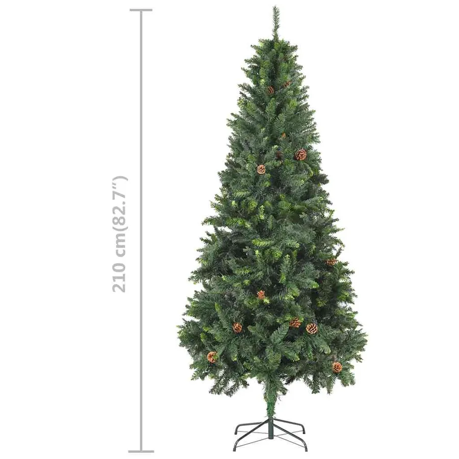 Arbre de Noël artificiel pré-éclairé/boules pommes de pin 210cm - 12