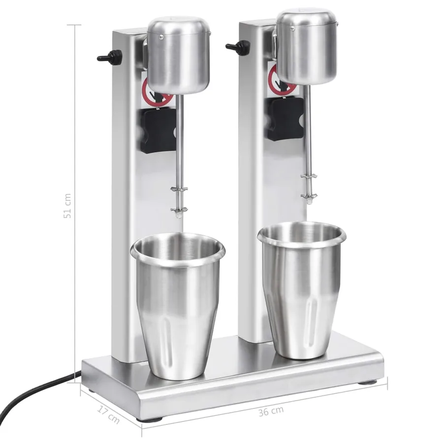 Mélangeur de milkshake avec deux coupelles Acier inoxydable 2 L - 11