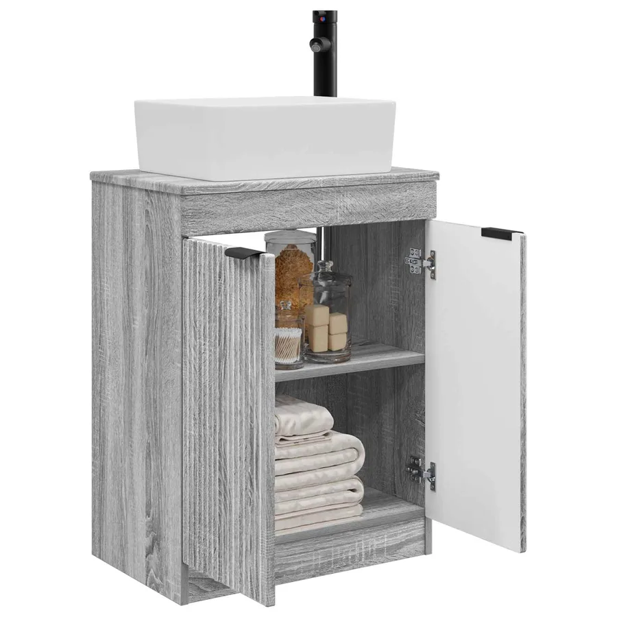 Meuble de salle de bain avec évier Sonoma gris 54 x 35 x 83 cm - 3
