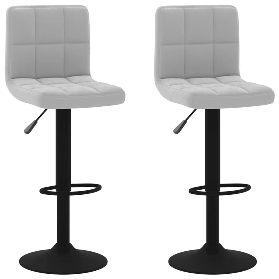 Tabourets de bar lot de 2 gris clair velours - 2