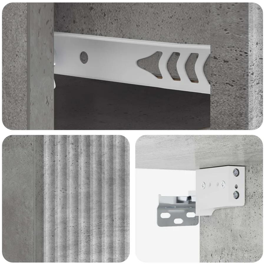 Cabinet de chevet mural 2 pcs Gris béton 33 x 34,5 x 20 cm - 8