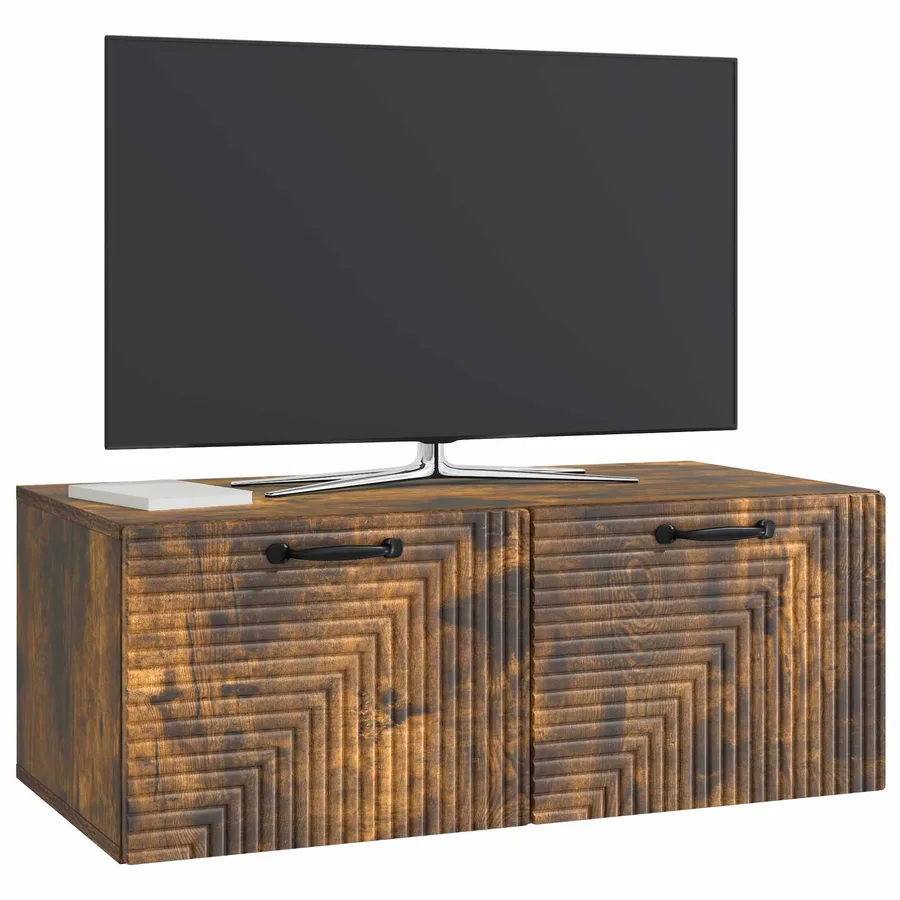 Meuble TV mural Chêne fumé 78,5 x 41 x 30 cm Bois d'ingénierie - 3