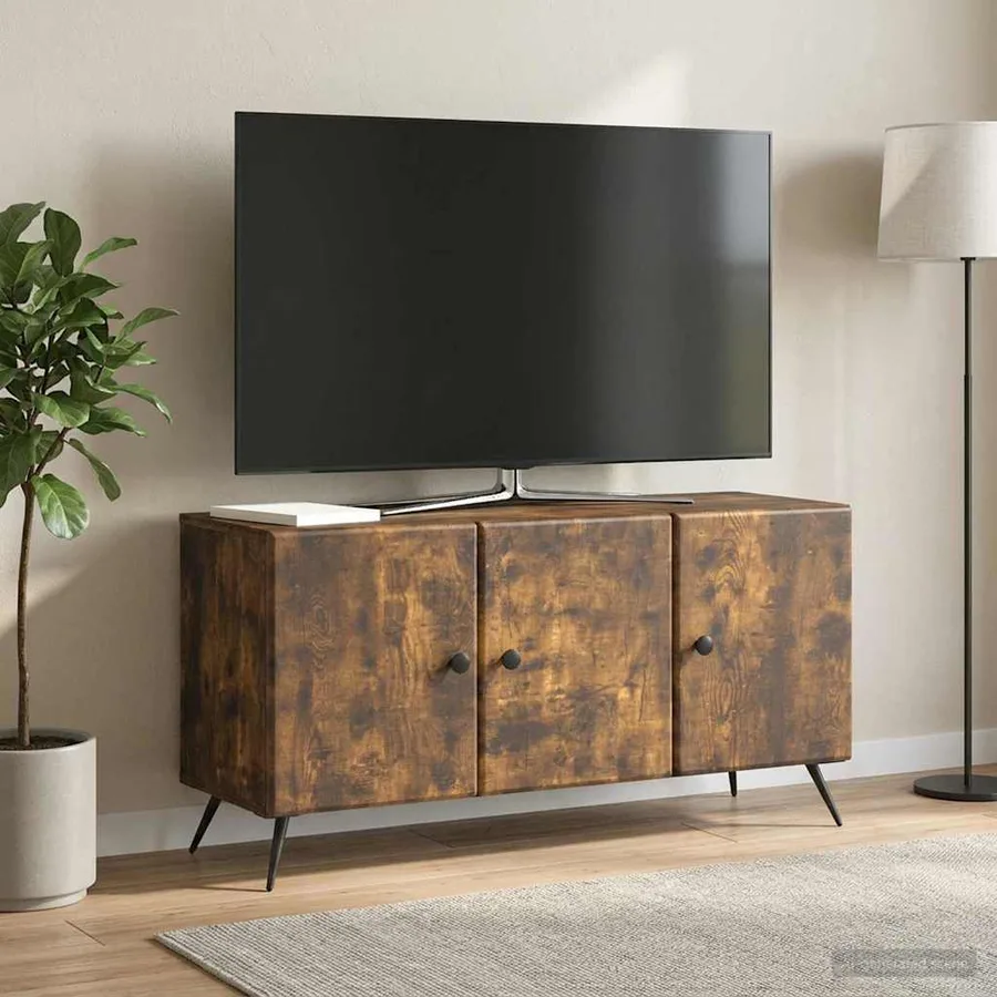 Meuble TV Chêne fumé 99 x 34,5 x 50 cm Bois d'ingénierie - 4