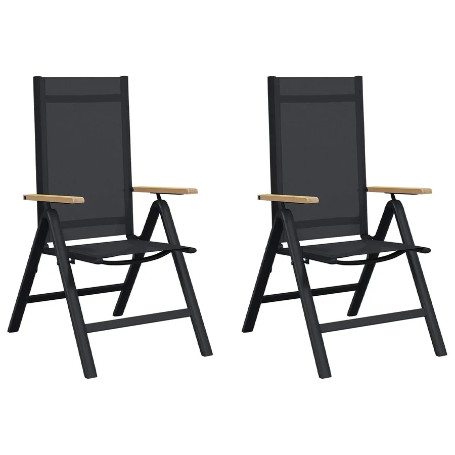 Chaises de jardin inclinables 2 pcs Noir 58 x 73 x 111,5 cm - 2