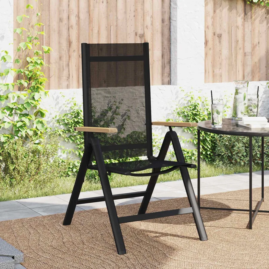 Chaises de jardin inclinables 2 pcs Noir 58 x 73 x 111,5 cm - 3