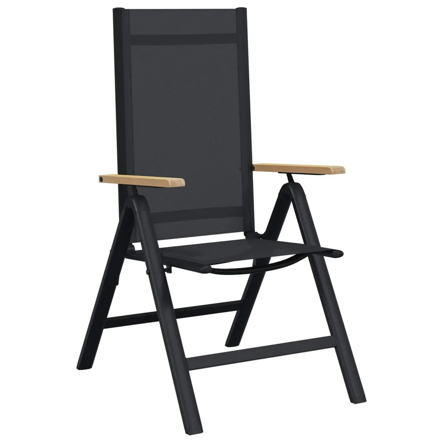 Chaises de jardin inclinables 2 pcs Noir 58 x 73 x 111,5 cm - 4