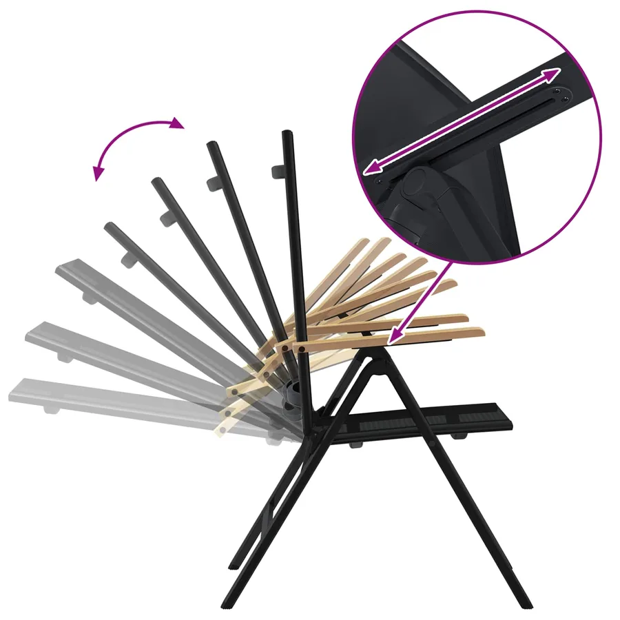 Chaises de jardin inclinables 2 pcs Noir 58 x 73 x 111,5 cm - 9
