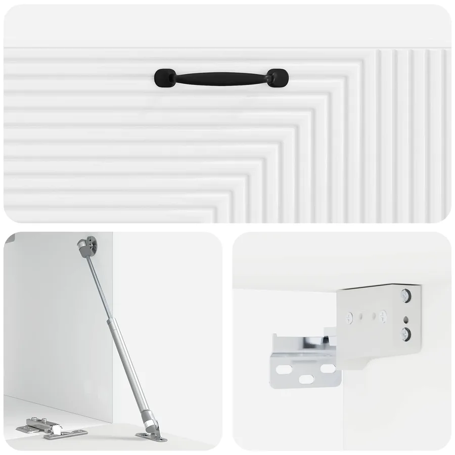 Meuble TV mural Montage mural Blanc brillant 98 x 31 x 30 cm - 9