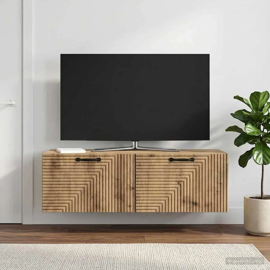 Meuble TV mural 98 x 31 x 30 cm Chêne artisanal - 4