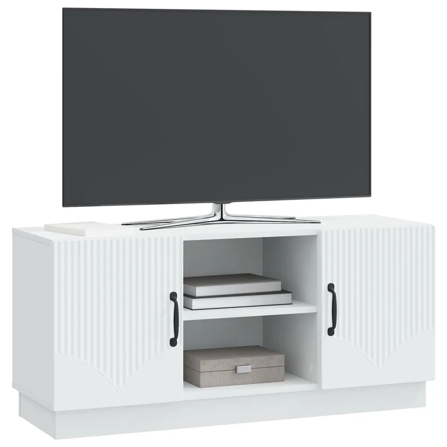 Meuble TV Blanc 102 x 34,5 x 47 cm Bois d'ingénierie - 3